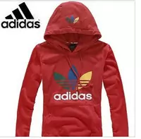 adidas mode coton jacket hoodie hommes et femmes rouge couleur